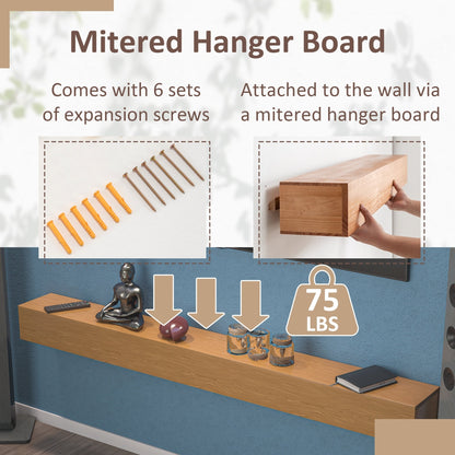 Solid Pine Wall Mounted Fireplace Mantel Floating Shelf