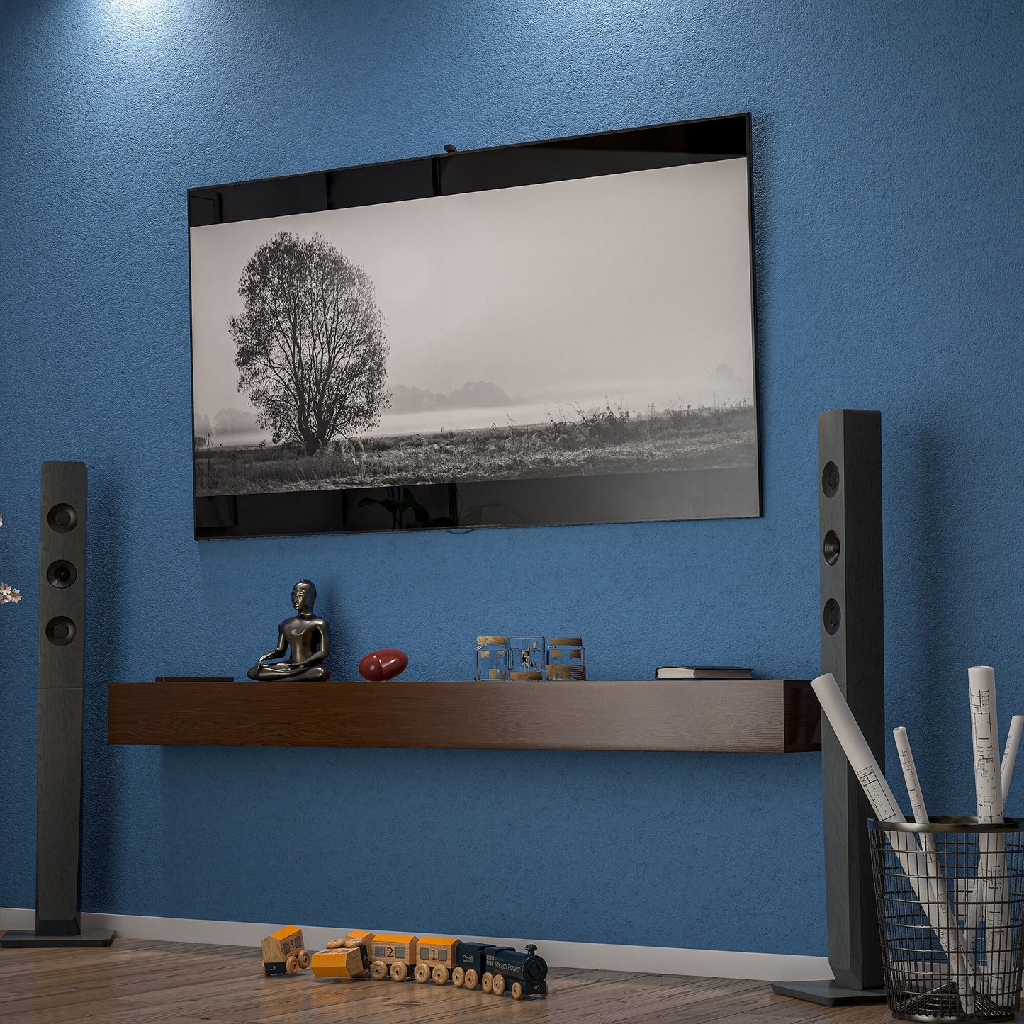 Solid Pine Wall Mounted Fireplace Mantel Floating Shelf