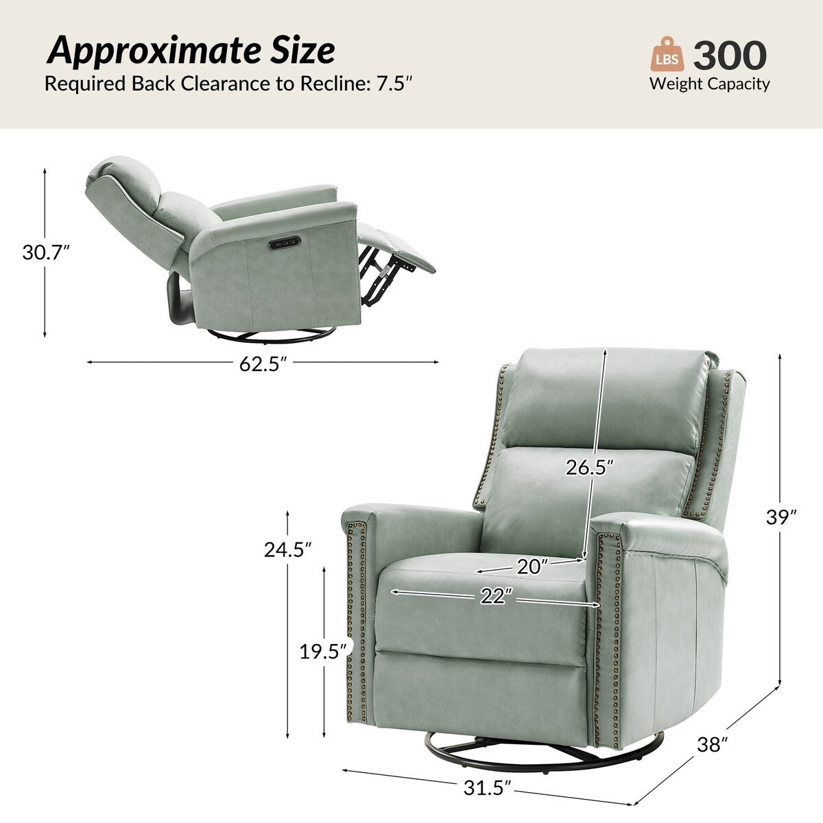 Tobias Traditional Swivel And Rocker Power Recliner Set of 2 by HULALA HOME