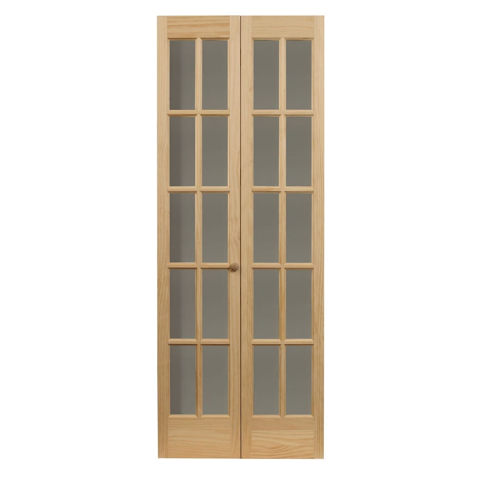 AWC Traditional Divided Glass Unfinished Pine 32-inch Bifold Door