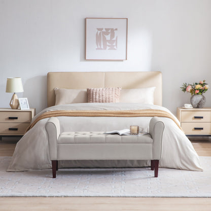 Upholstered Storage Bench Arm Bench Entryway Bench with Tufted Flip Top 50.4 Inches