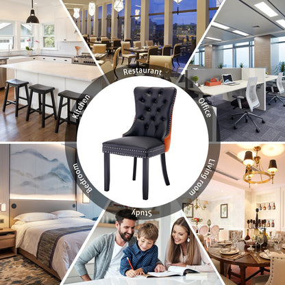 Upholstered Tufted Velvet Dining Chair with Solid Wood Legs Set of 6