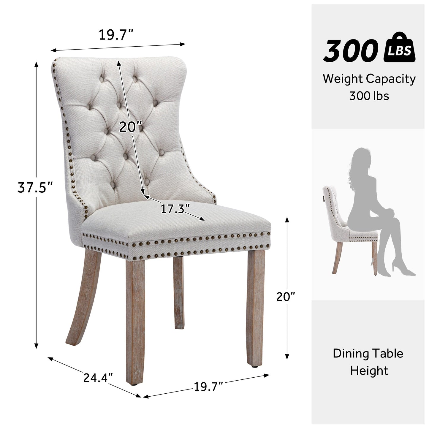 Upholstered Tufted Velvet Dining Chair with Solid Wood Legs Set of 6