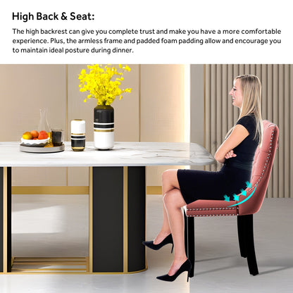 Upholstered Tufted Velvet Dining Chair with Solid Wood Legs Set of 6