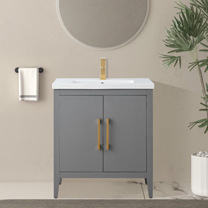 Vanity Art 20 or 24 or 30 Single Sink Bathroom Vanity Cabinet with Ceramic Top