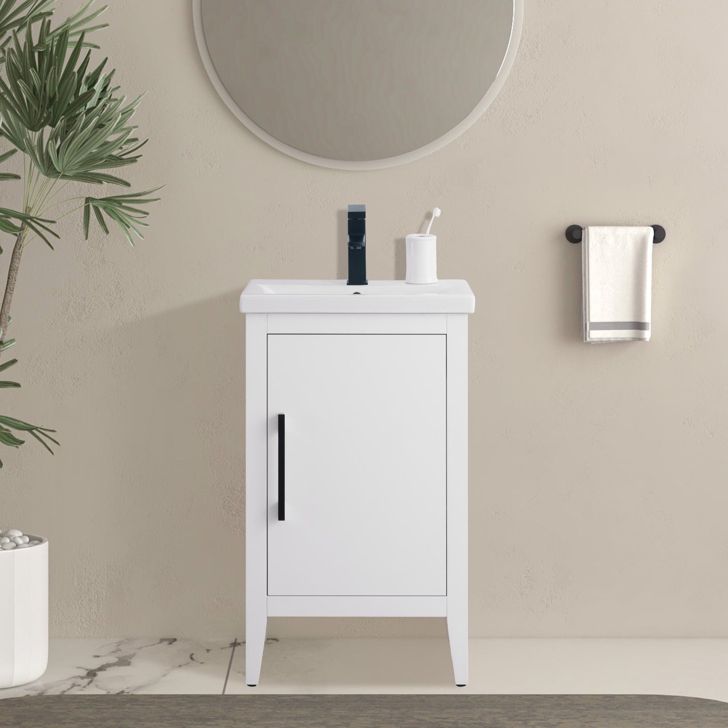 Vanity Art 20 or 24 or 30 Single Sink Bathroom Vanity Cabinet with Ceramic Top