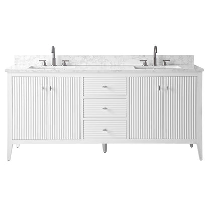 Vanity Art 72 Double Sink Bathroom Vanity Cabinet with Engineered Marble Top