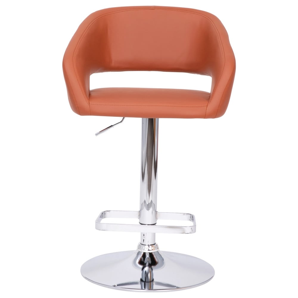 Modern Upholstered Adjustable-Height Barstool with Rounded Back