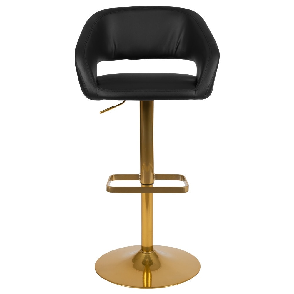 Modern Upholstered Adjustable-Height Barstool with Rounded Back