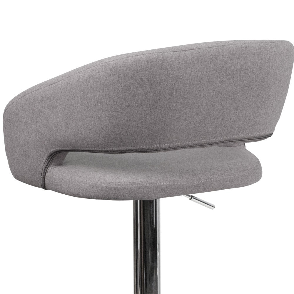 Modern Upholstered Adjustable-Height Barstool with Rounded Back
