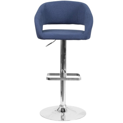 Modern Upholstered Adjustable-Height Barstool with Rounded Back