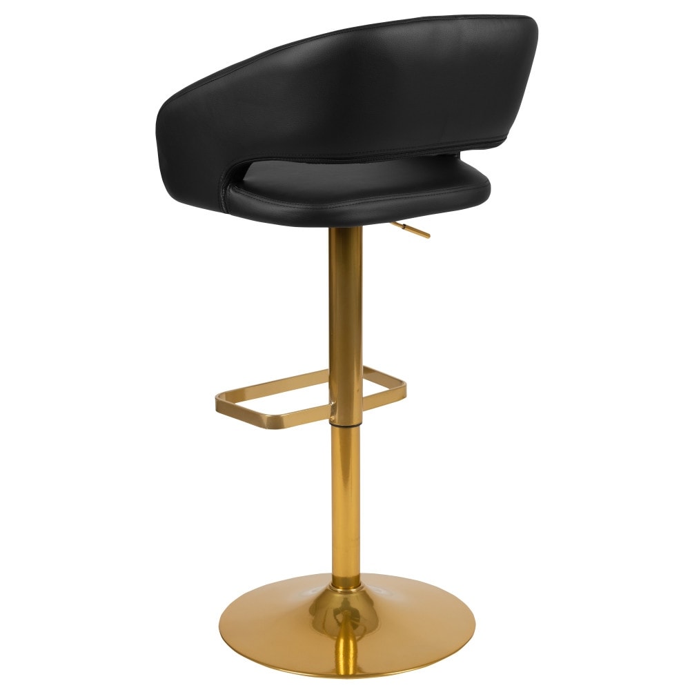 Modern Upholstered Adjustable-Height Barstool with Rounded Back