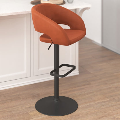 Modern Upholstered Adjustable-Height Barstool with Rounded Back