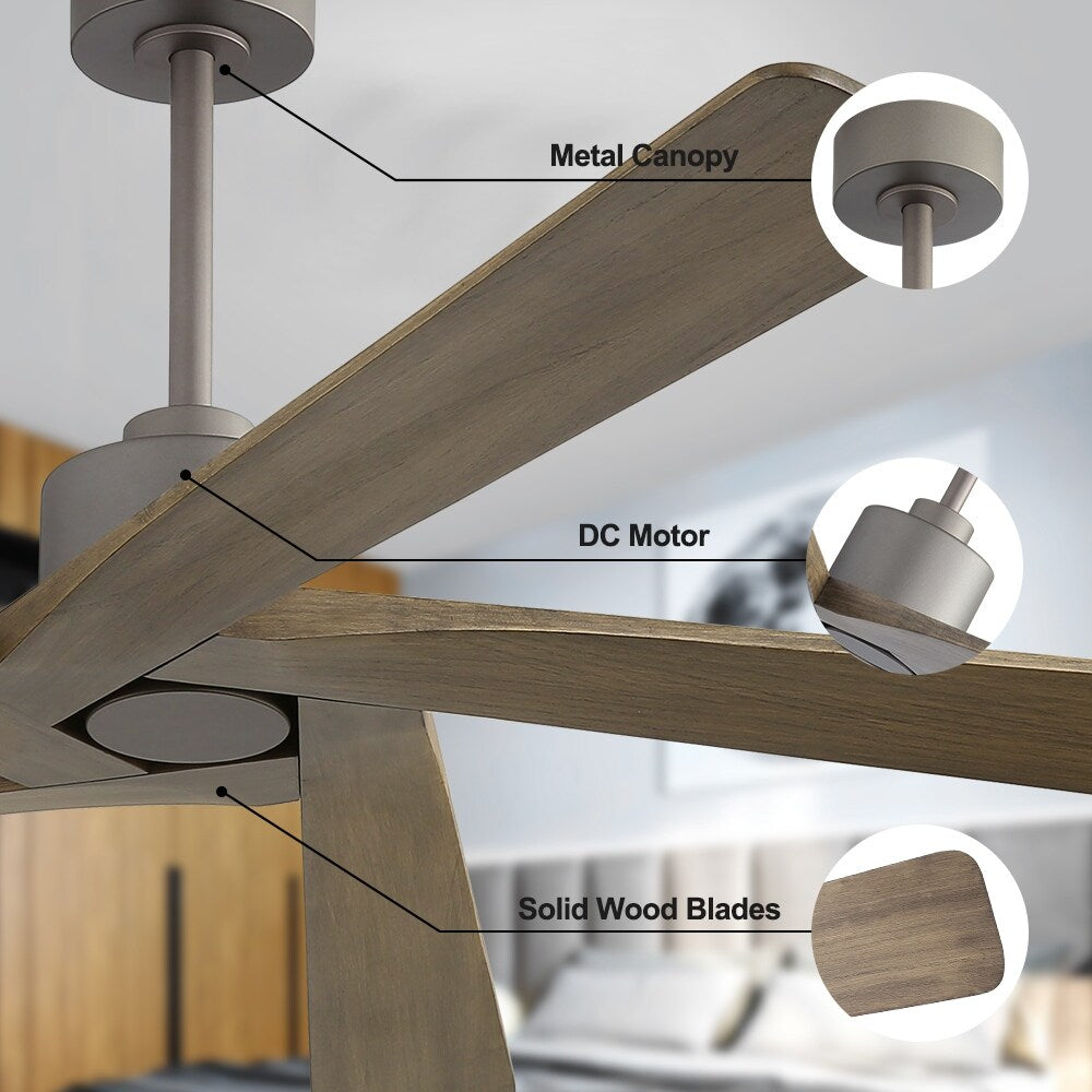 WINGBO 54 Inch DC Motor Indoor Ceiling Fan without Lights - N/A