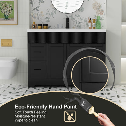 Wavy Line 30/36/48 Bathroom Vanity Set with Sink & Faucet