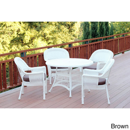 5-piece White Resin Wicker Dining Set