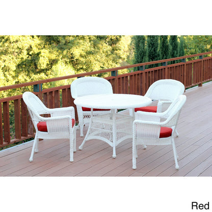 5-piece White Resin Wicker Dining Set
