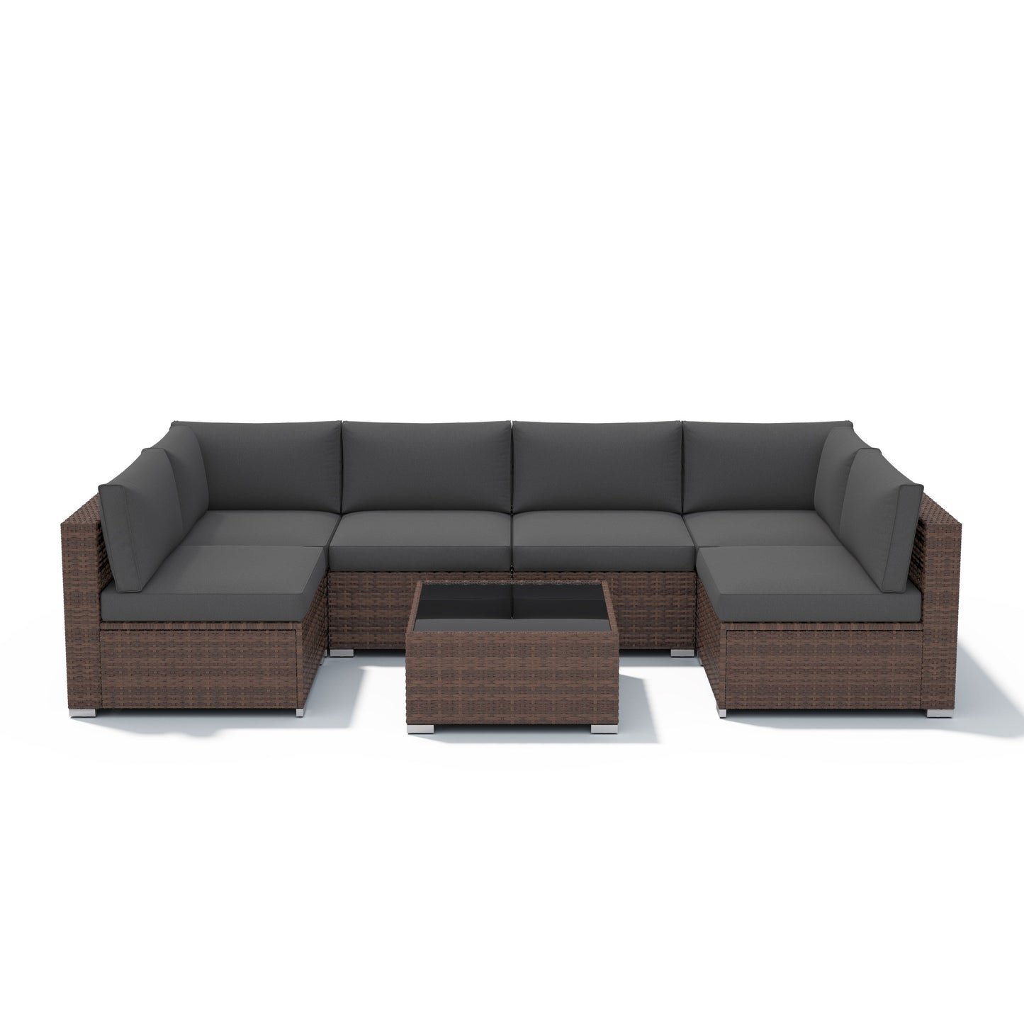 Wicker/ Steel 7-piece Outdoor Cushioned Sectional Sofa Set