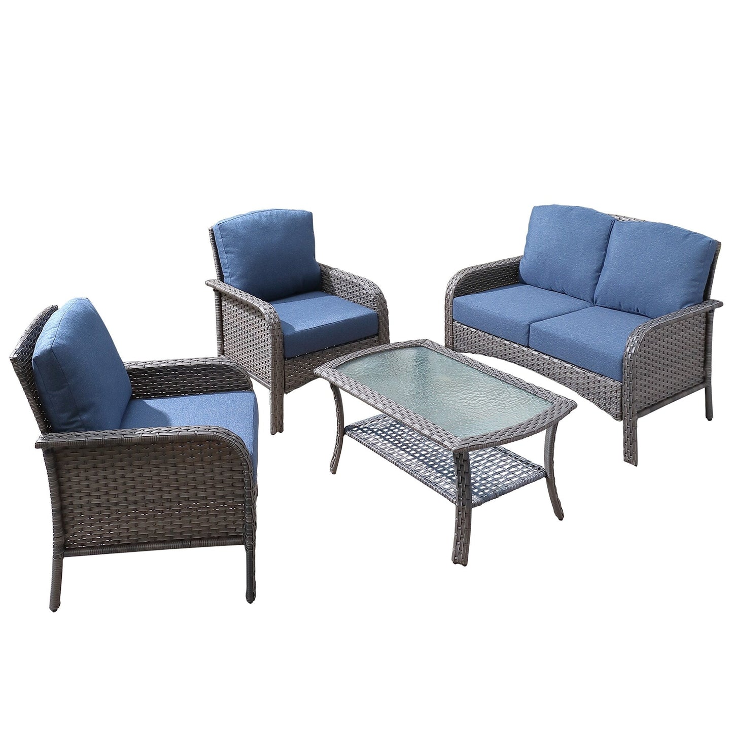 XIZZI 4-piece Outdoor Patio Furniture Conversation Set with Table