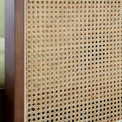 Pienza Cane Sofa Bed, Moss Green Velvet with Walnut Frame