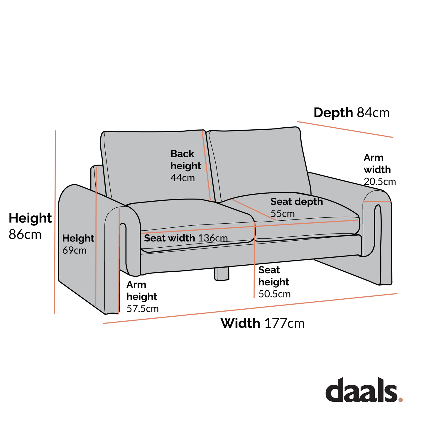 Hampstead White Boucle Curved 2-Seater Sofa