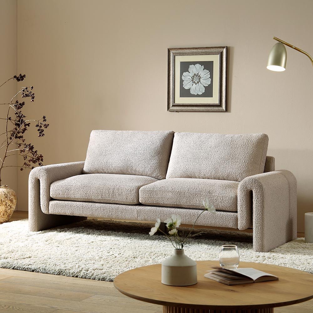 Hampstead Taupe Boucle Curved 3-Seater Sofa