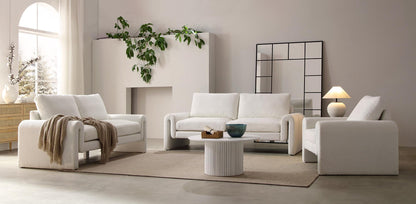 Hampstead White Boucle Curved 3-Seater Sofa