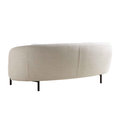 Amboise 3-Seater Curved Sofa with Ball Cushions, Beige Linen Blend