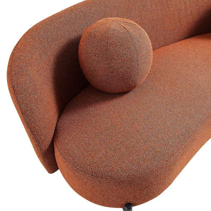 Amboise 3-Seater Curved Sofa with Ball Cushions, Brick Boucle