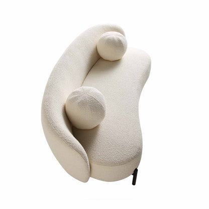 Amboise 3-Seater Curved Sofa with Ball Cushions, Ecru Boucle