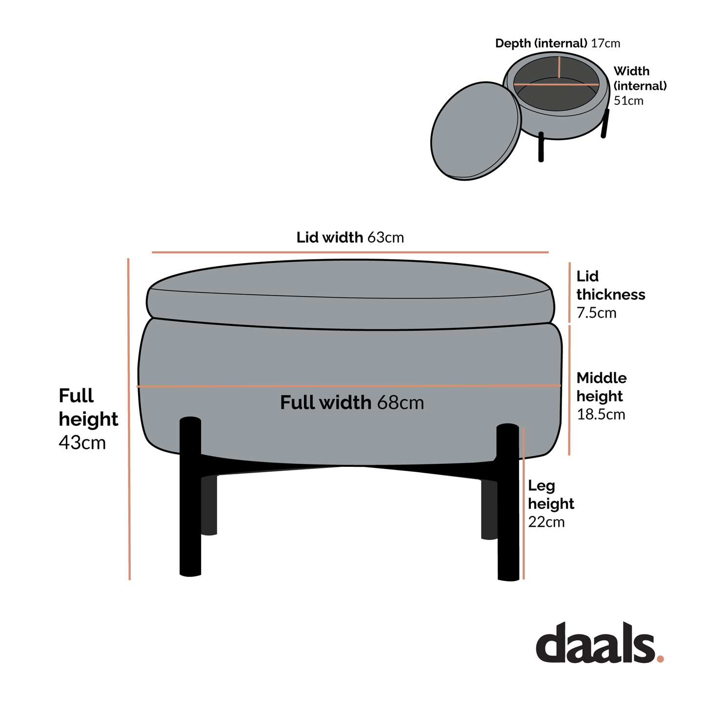 Amboise Round Storage Pouffe, Ecru Boucle