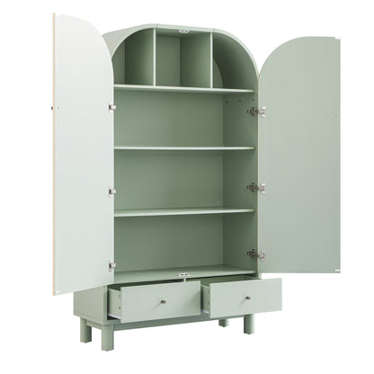 Maude Large Storage Cabinet, Muted Pistachio Ash with Raffia