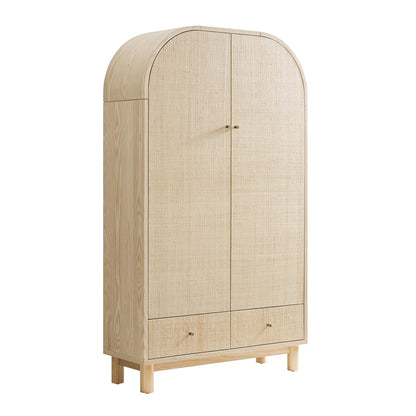 Maude Large Storage Cabinet, Natural Ash with Raffia