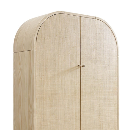 Maude Large Storage Cabinet, Natural Ash with Raffia