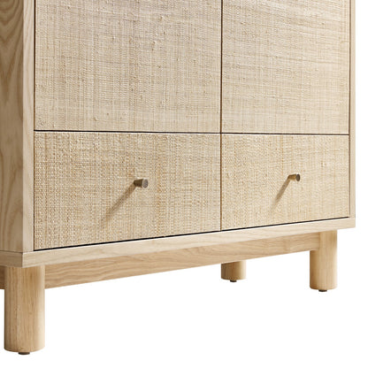 Maude Large Storage Cabinet, Natural Ash with Raffia