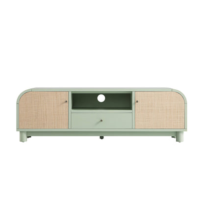 Maude TV Unit, Muted Pistachio Ash with Raffia