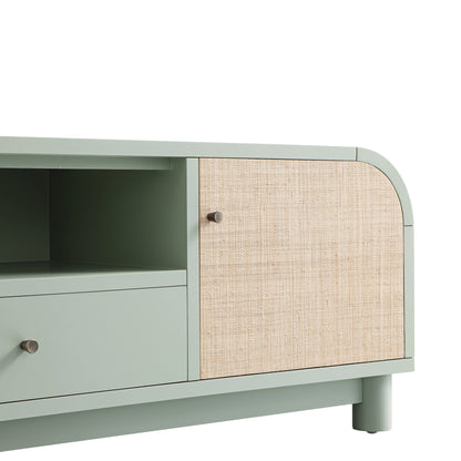 Maude TV Unit, Muted Pistachio Ash with Raffia