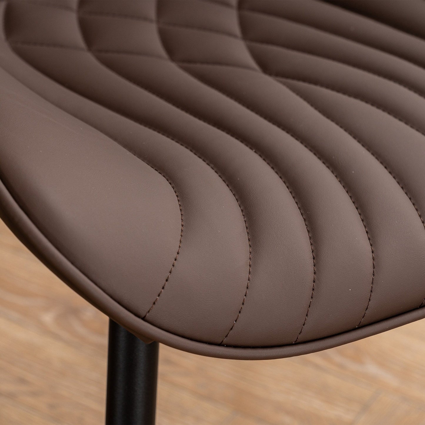 Modern Upholstered Leather Armless Dining Chairs Set of 2