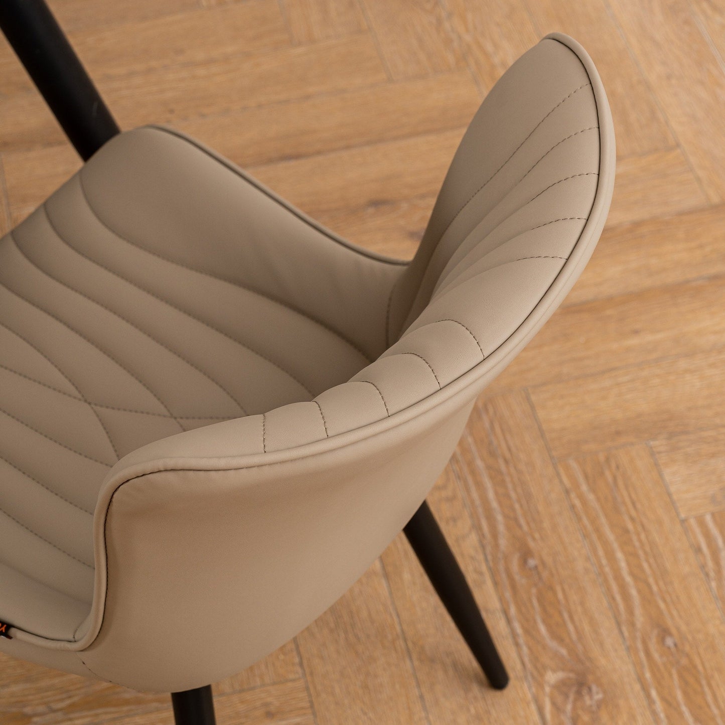 Modern Upholstered Leather Armless Dining Chairs Set of 2