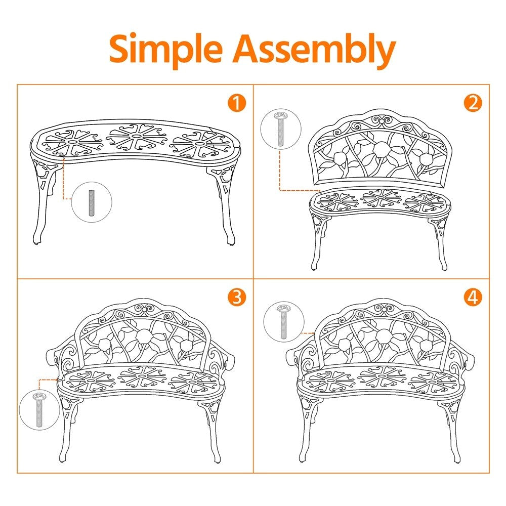 Yaheetech Outdoor Metal Bench Patio Park Garden Bench - N/A