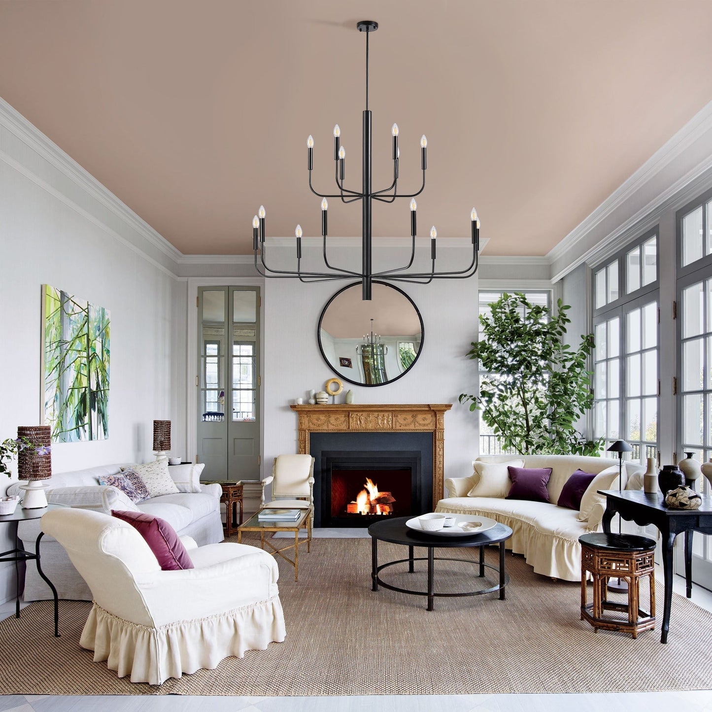 15-Light Minimalist Candlestick Chandelier, 2 Tier Ancient Design - 48