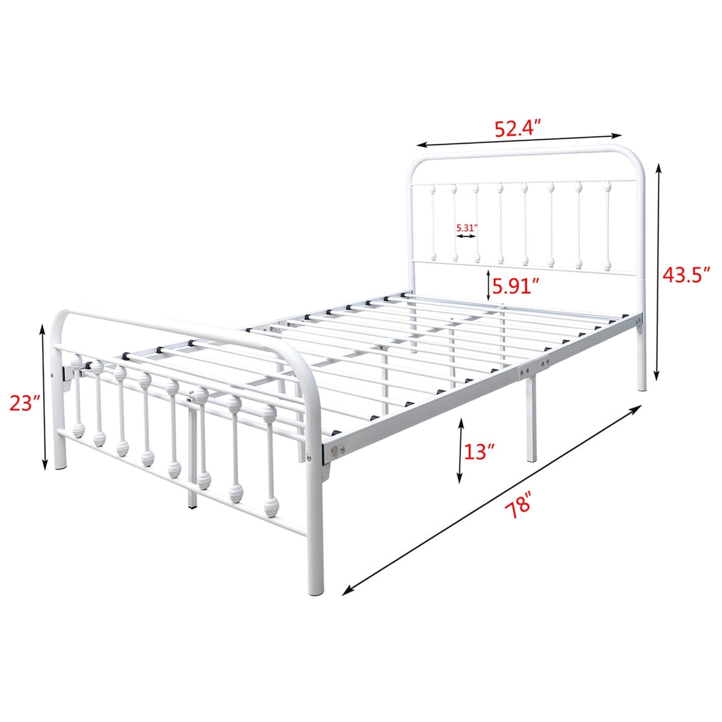 Alazyhome Simple Vintage Metal Platform Bed Frame, Easy-Assembly