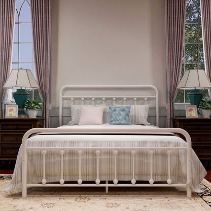 Alazyhome Simple Vintage Metal Platform Bed Frame, Easy-Assembly