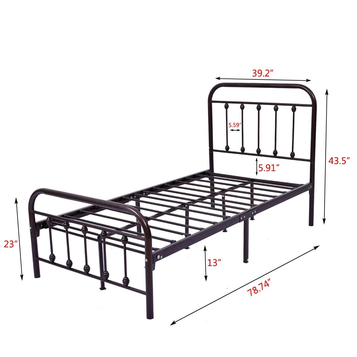 Alazyhome Simple Vintage Metal Platform Bed Frame, Easy-Assembly